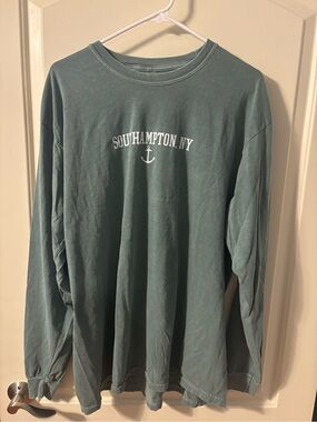 Firstport Southampton NY Anchor Long Sleeve Tee - Seafoam Green XL
